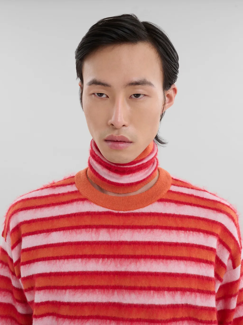 Striped Roll-Neck Knitted Jumper