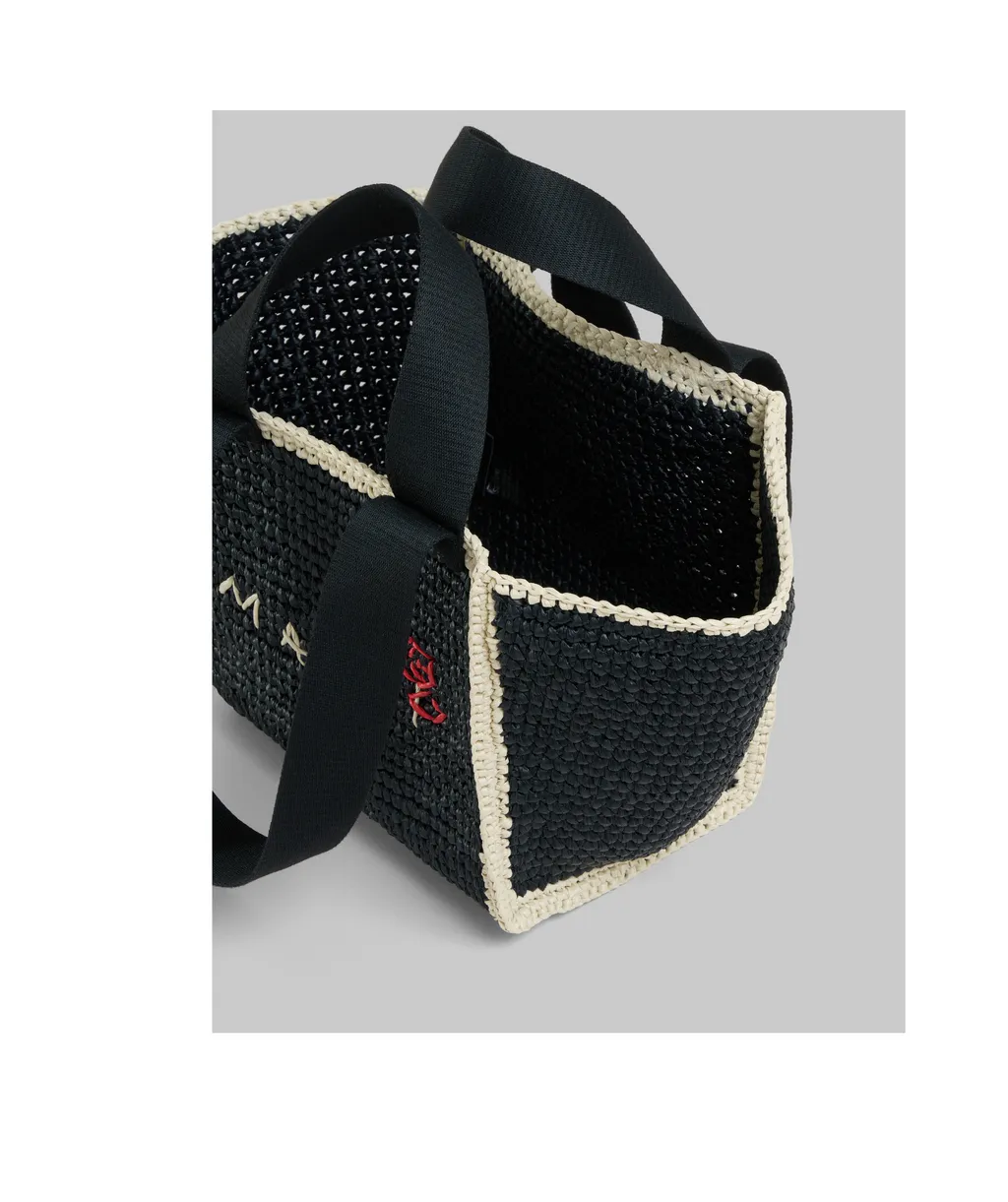 Logo Embroidered Woven Top Handle Tote Bag