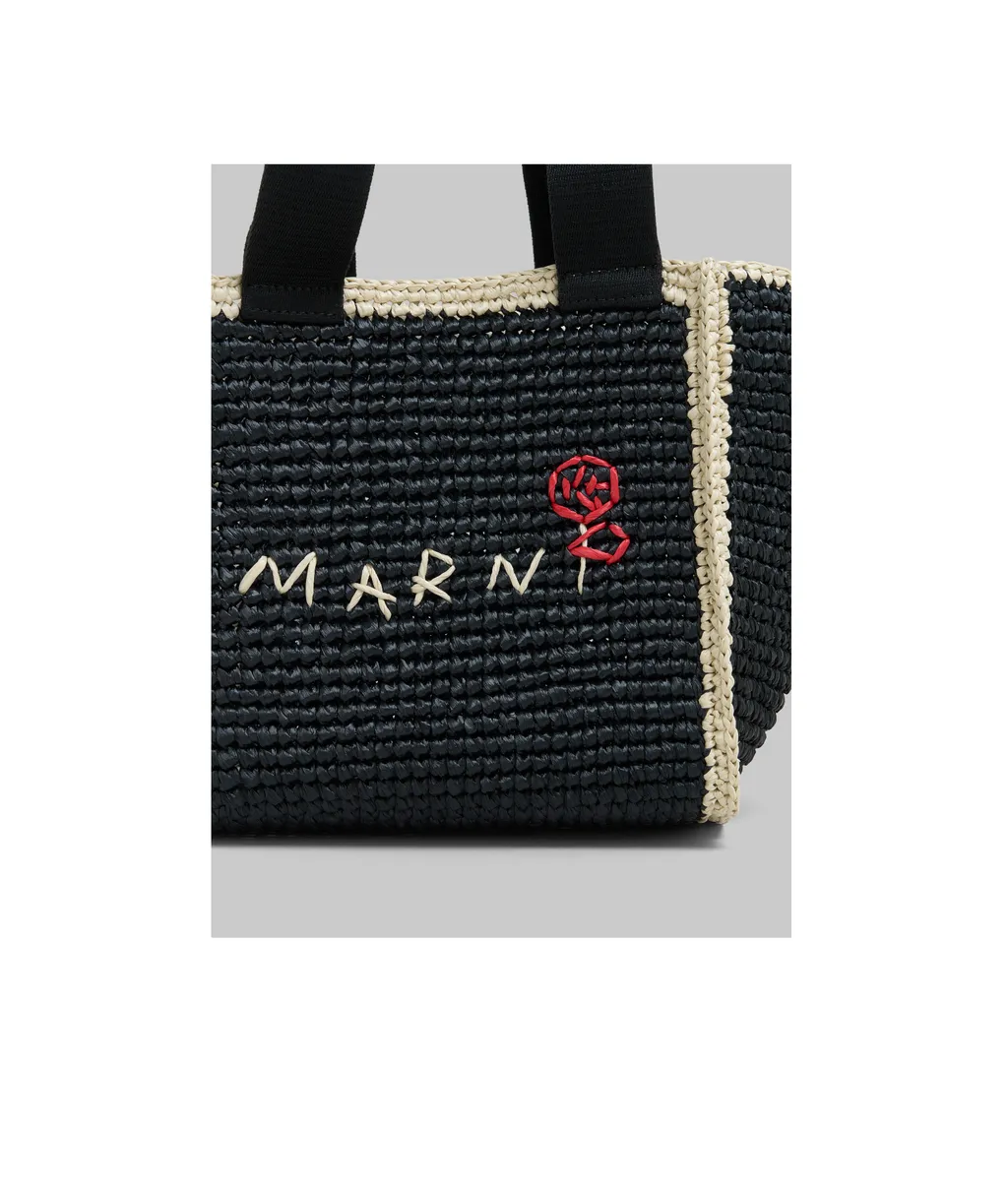 Logo Embroidered Woven Top Handle Tote Bag