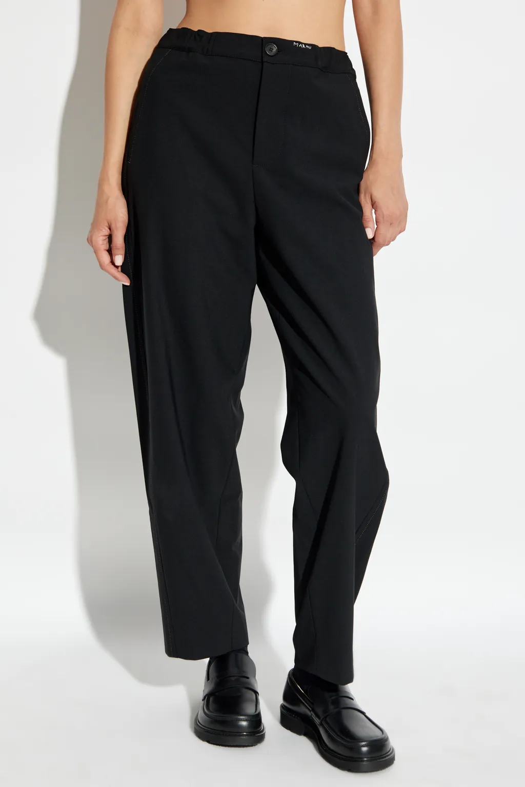 Logo Embroidered Straight-Leg Trousers