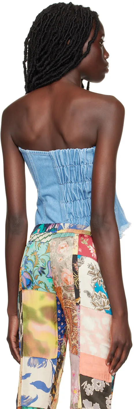 Patchwork Denim Corset Top