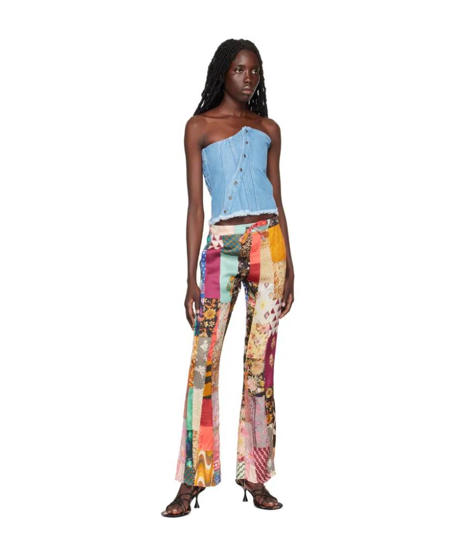 Patchwork Denim Corset Top