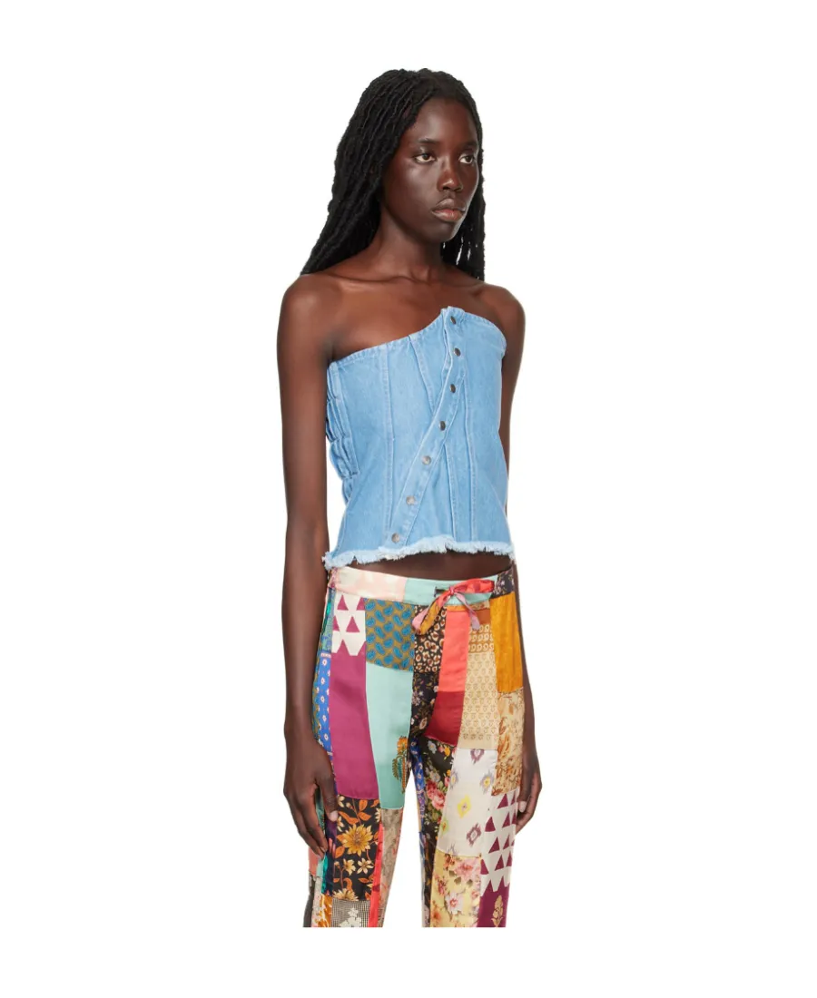 Patchwork Denim Corset Top