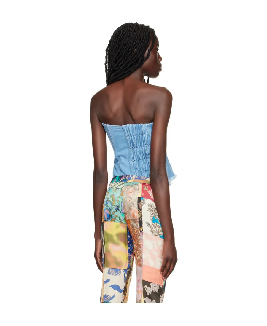 Patchwork Denim Corset Top