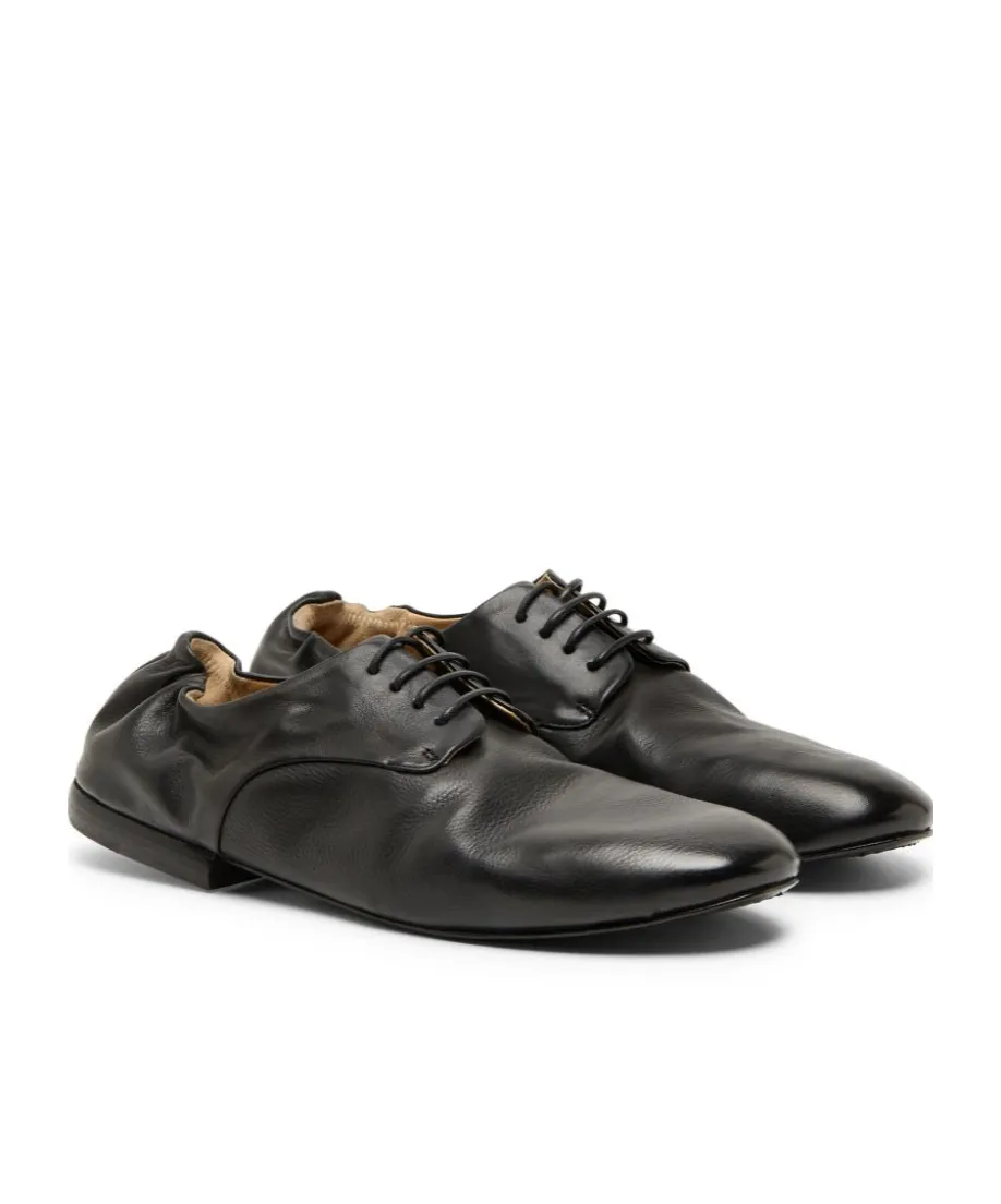 Gathered Heel Lace-Up Derby Shoes