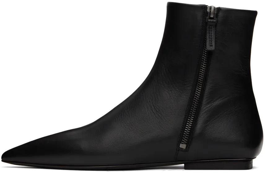 Pointed Zipper Short Boots
