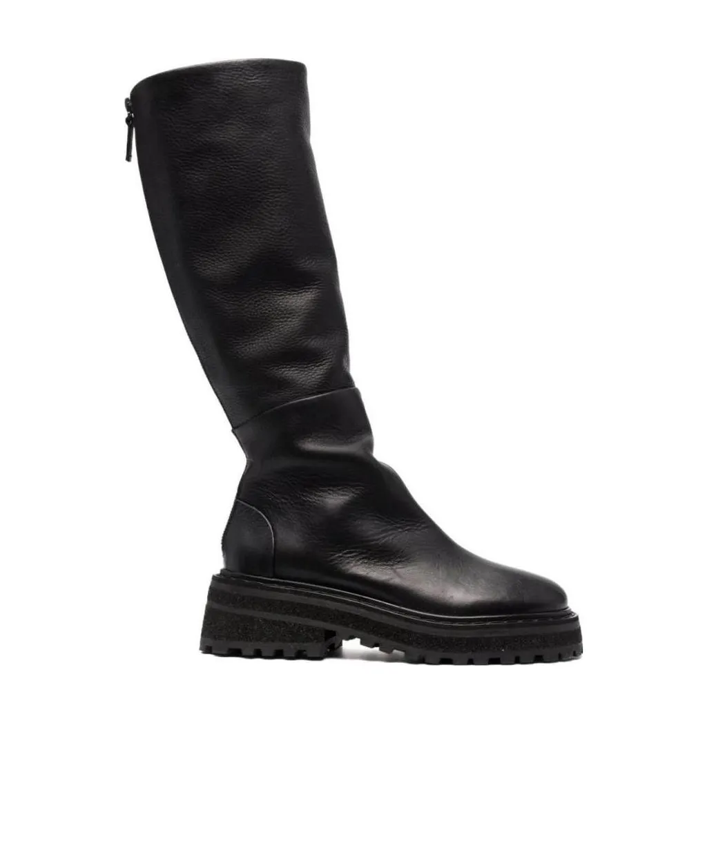 Chunky-Sole Leather Boots