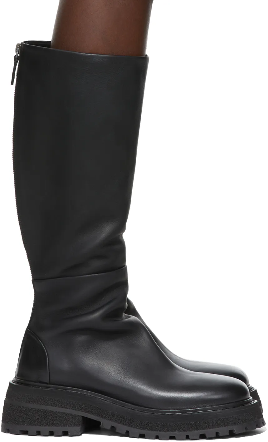 Chunky-Sole Leather Boots