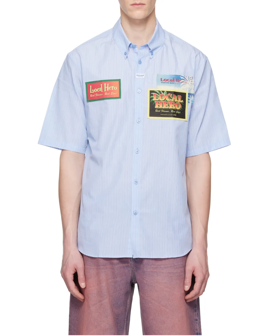Short-Sleeved Pinstriped Shirt