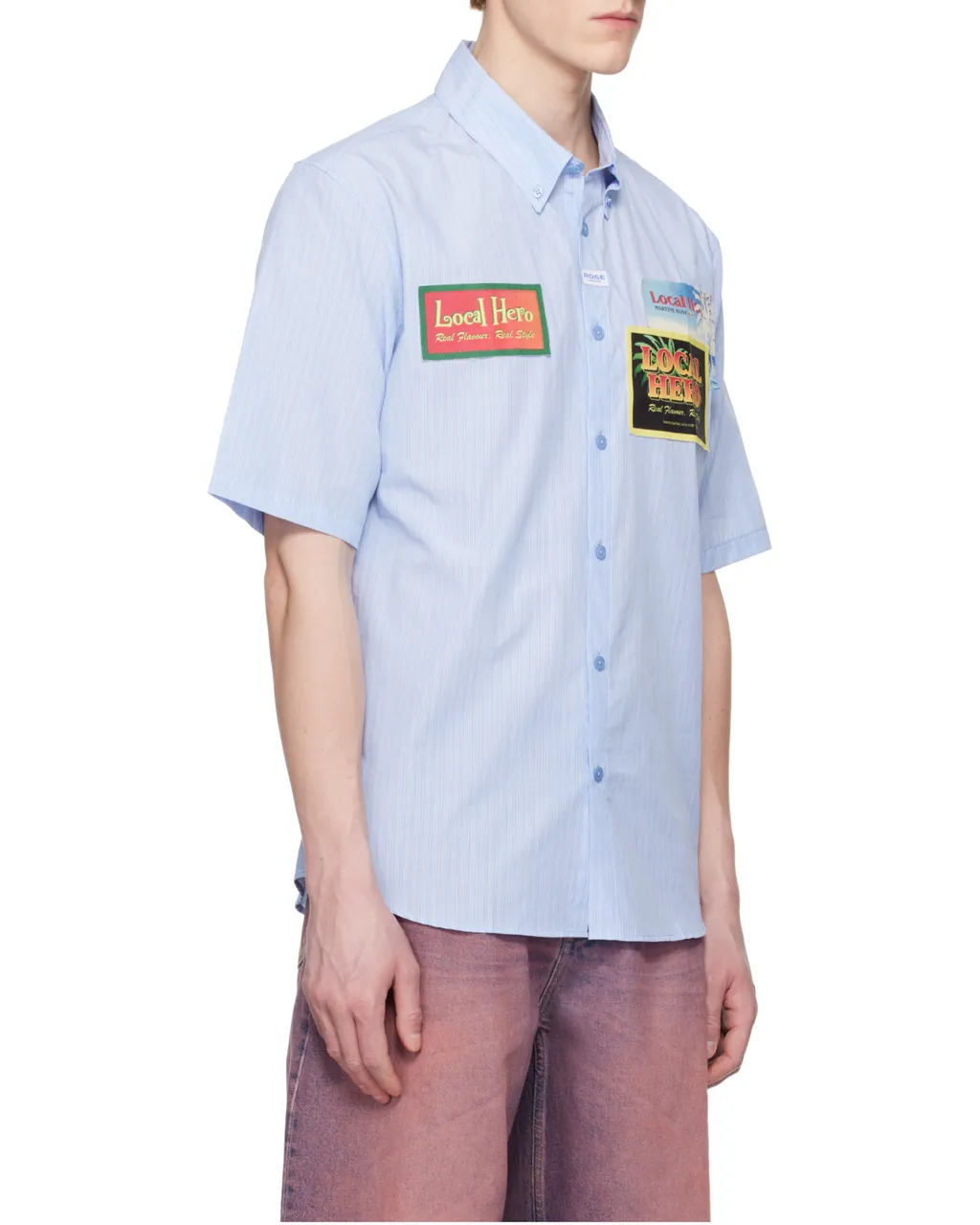 Short-Sleeved Pinstriped Shirt