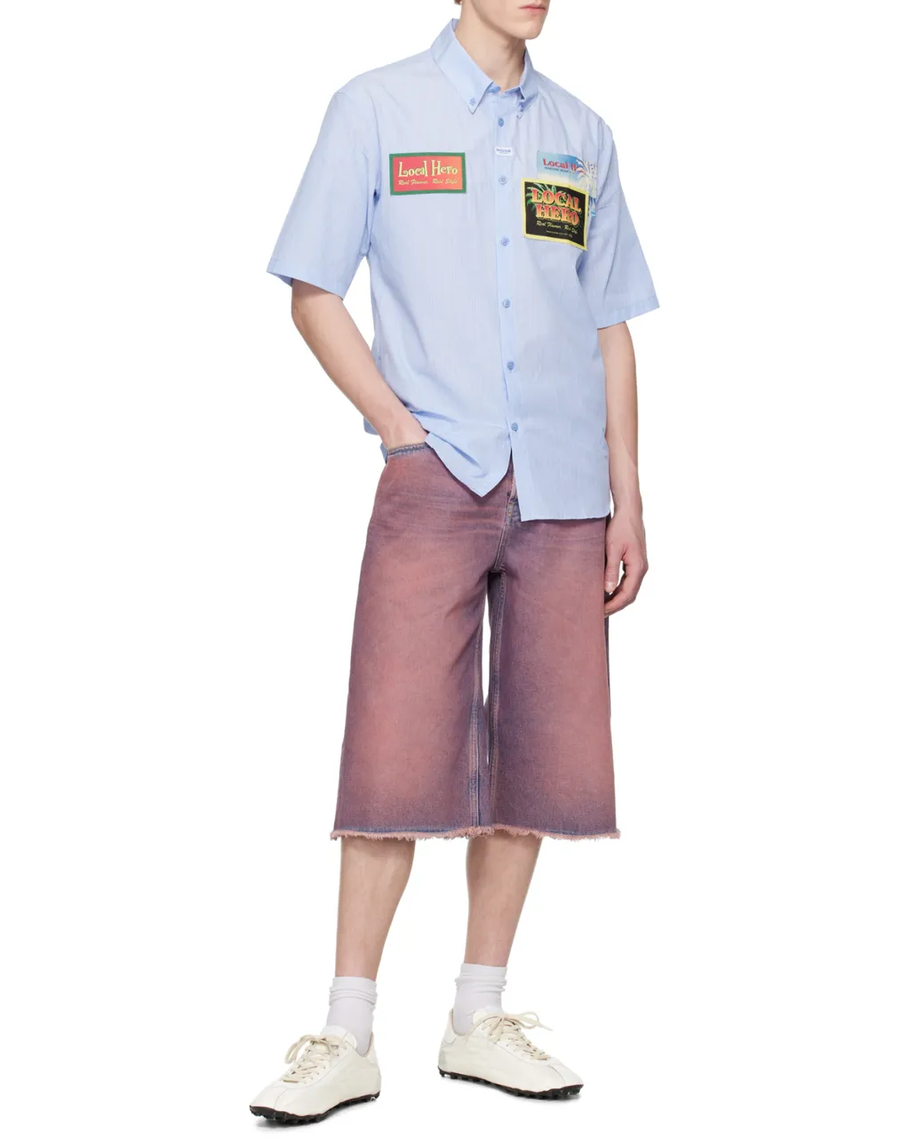 Short-Sleeved Pinstriped Shirt