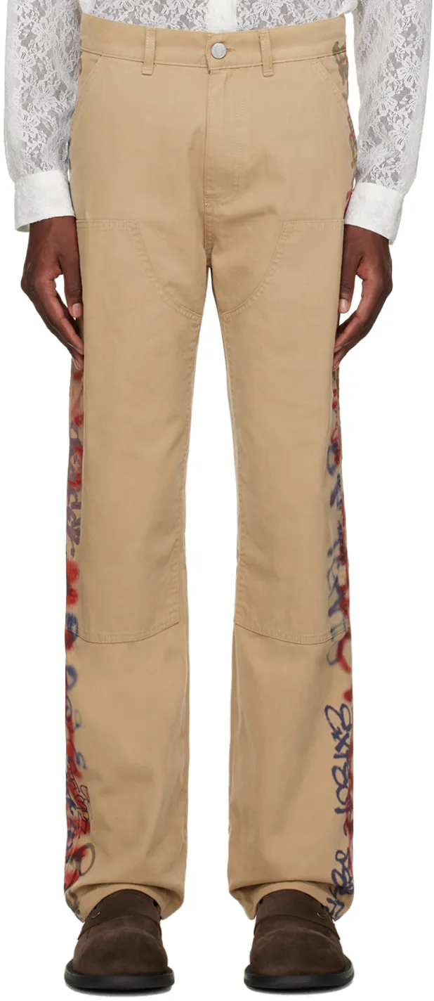 Graffiti Belt-Loop Casual Pants