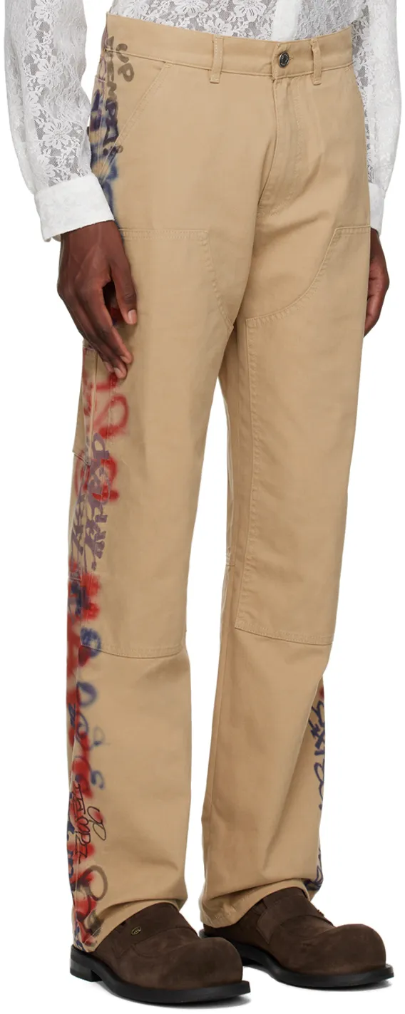 Graffiti Belt-Loop Casual Pants