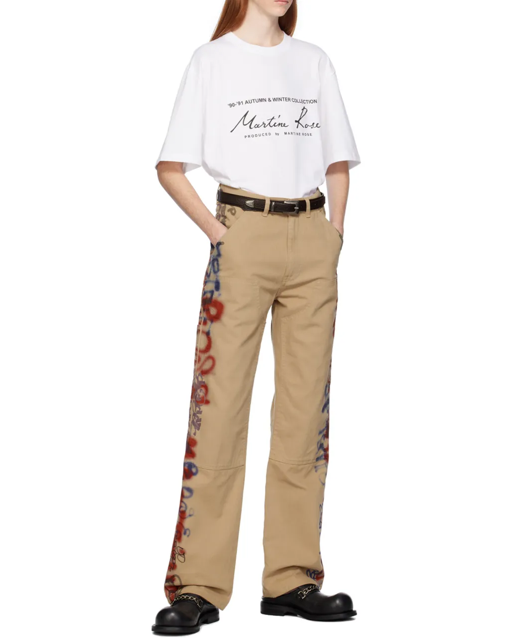 Graffiti Belt-Loop Casual Pants