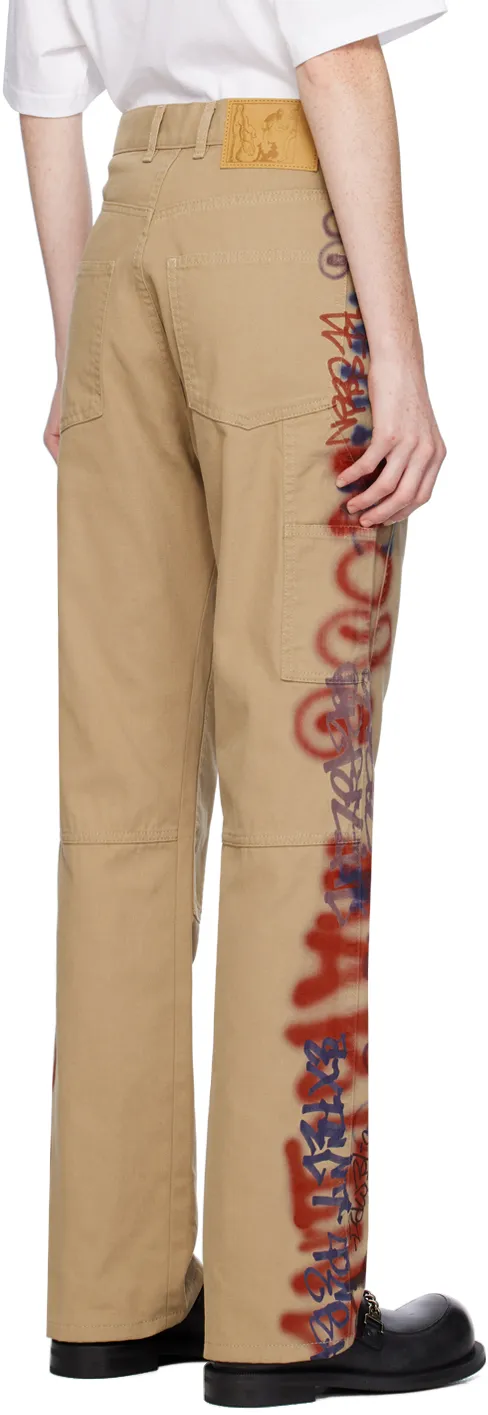 Graffiti Belt-Loop Casual Pants