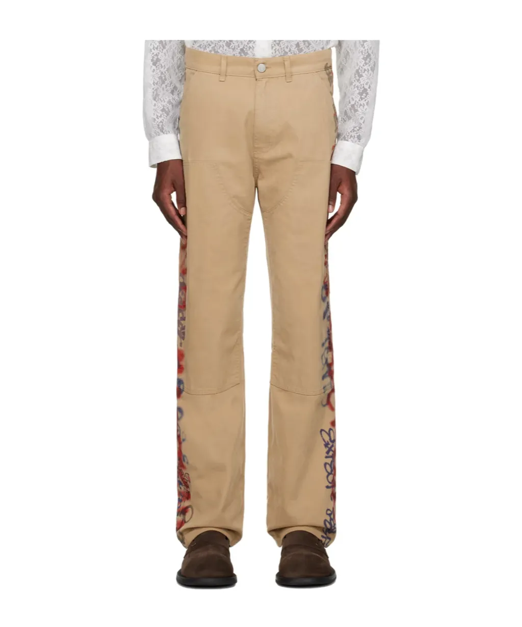 Graffiti Belt-Loop Casual Pants
