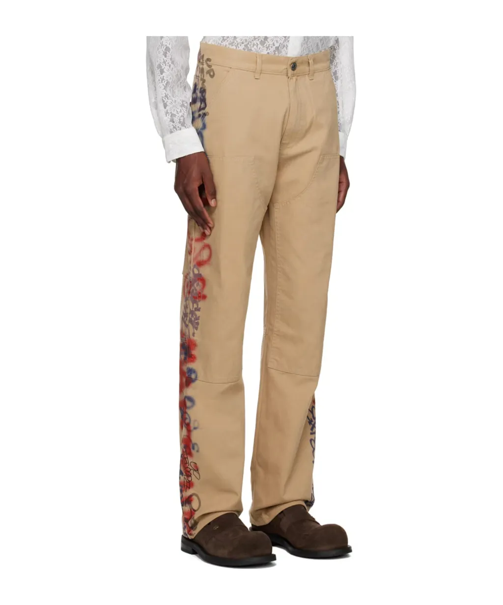 Graffiti Belt-Loop Casual Pants