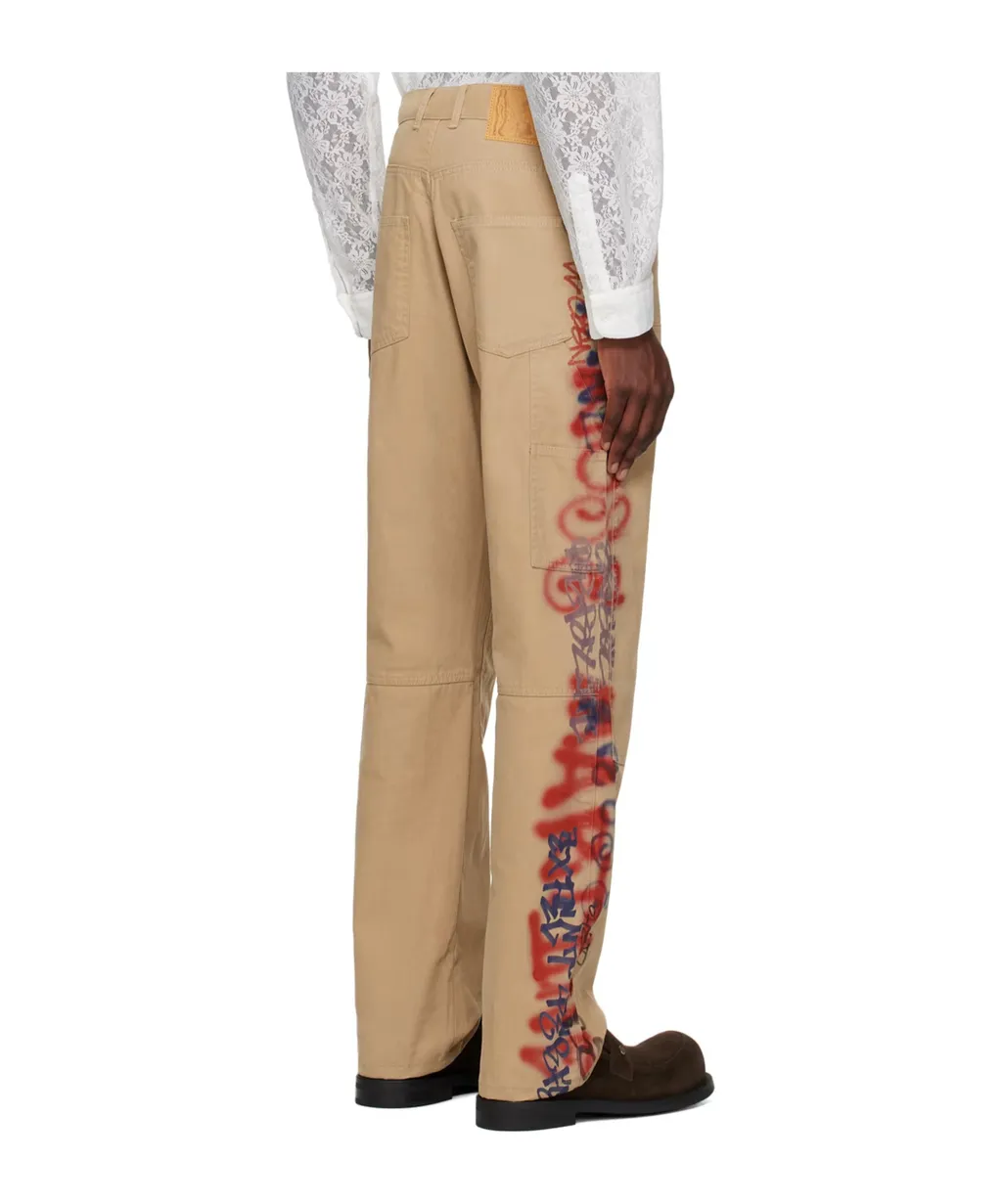 Graffiti Belt-Loop Casual Pants