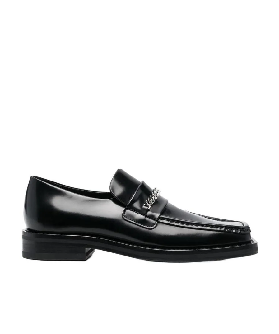 Chain-Lined Square Toe Loafers