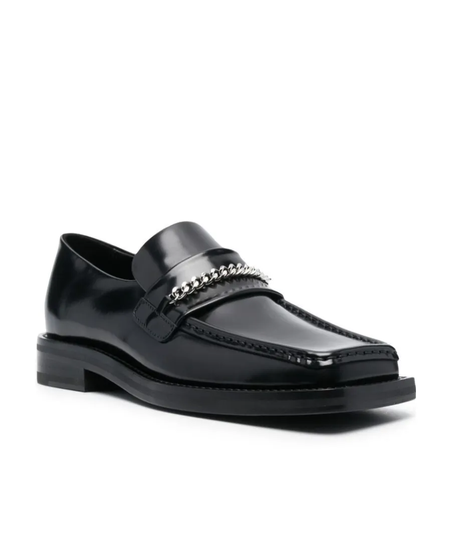 Chain-Lined Square Toe Loafers