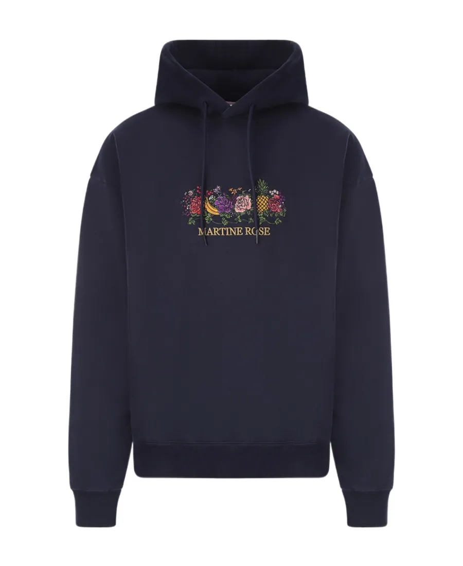 Floral Embroidered Drawstring Hoodie