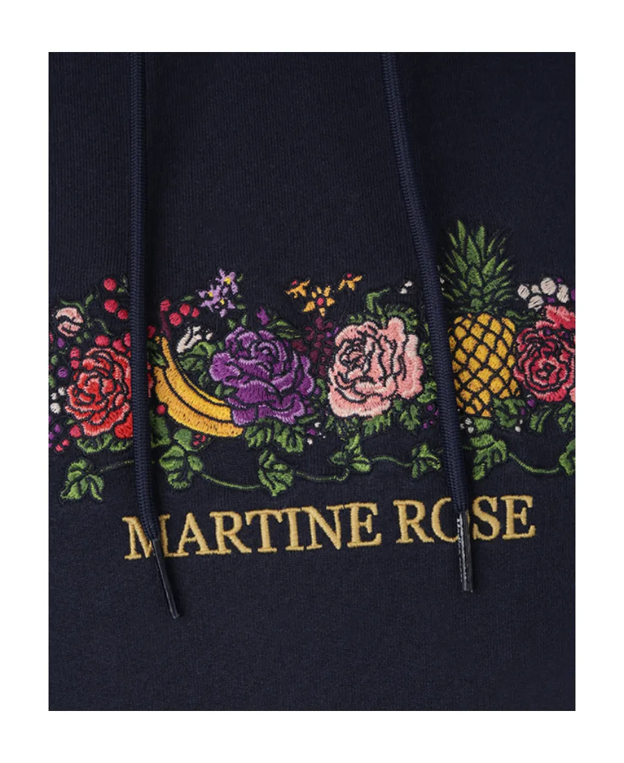 Floral Embroidered Drawstring Hoodie