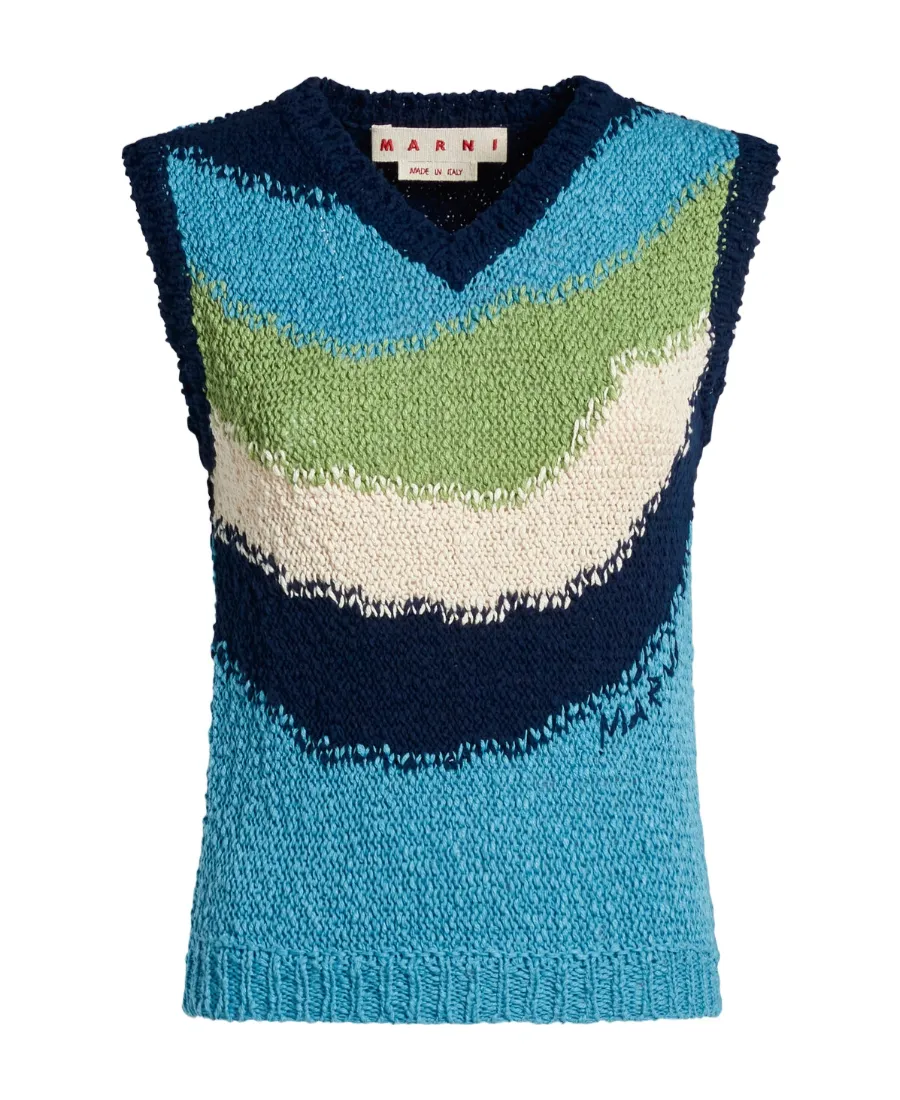 Wavy Striped Knitted Vest