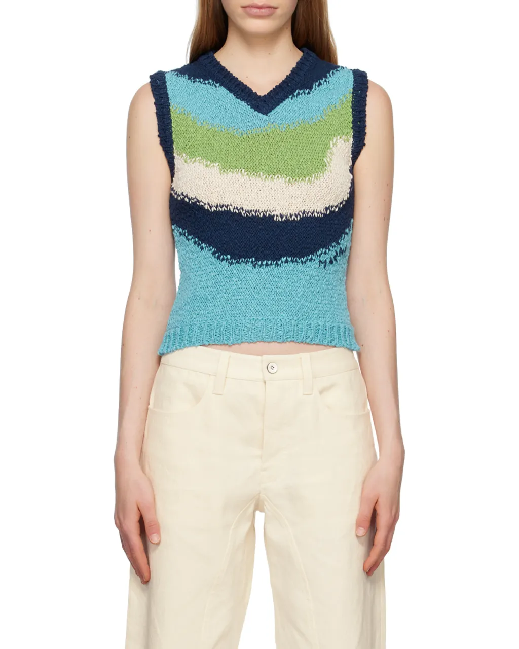 Wavy Striped Knitted Vest