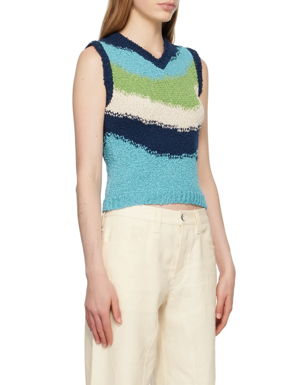 Wavy Striped Knitted Vest