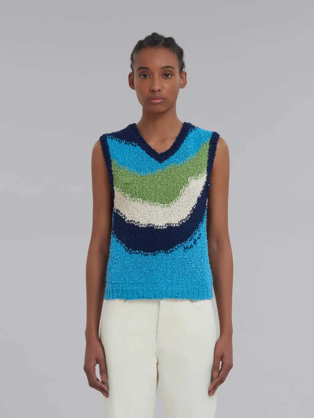 Wavy Striped Knitted Vest
