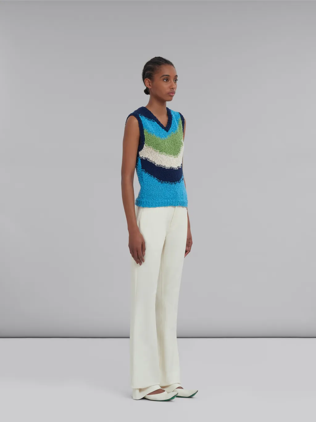 Wavy Striped Knitted Vest