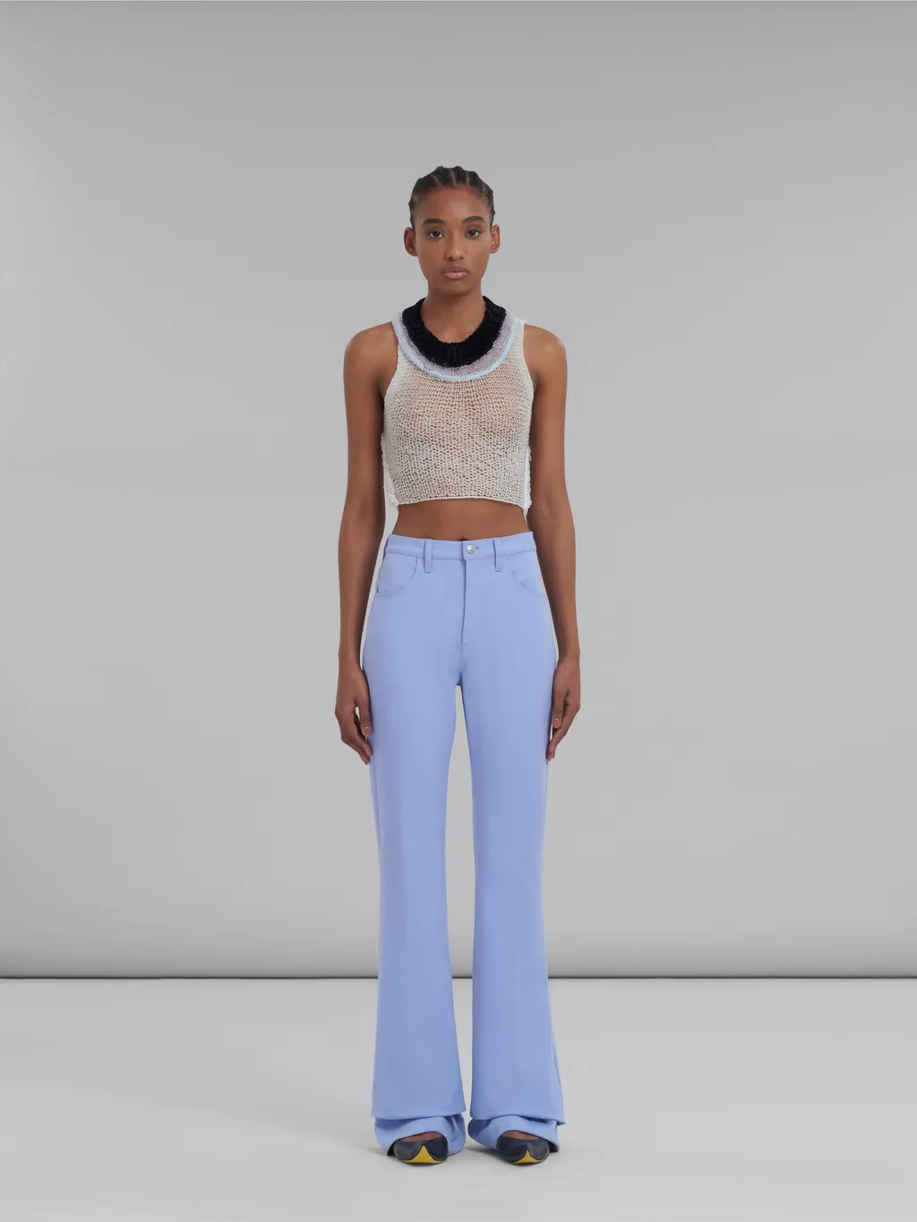 High-Waist Flared Tailored Trousers