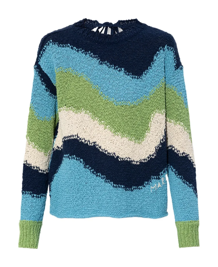 Colour-Block Crewneck Knitted Jumper