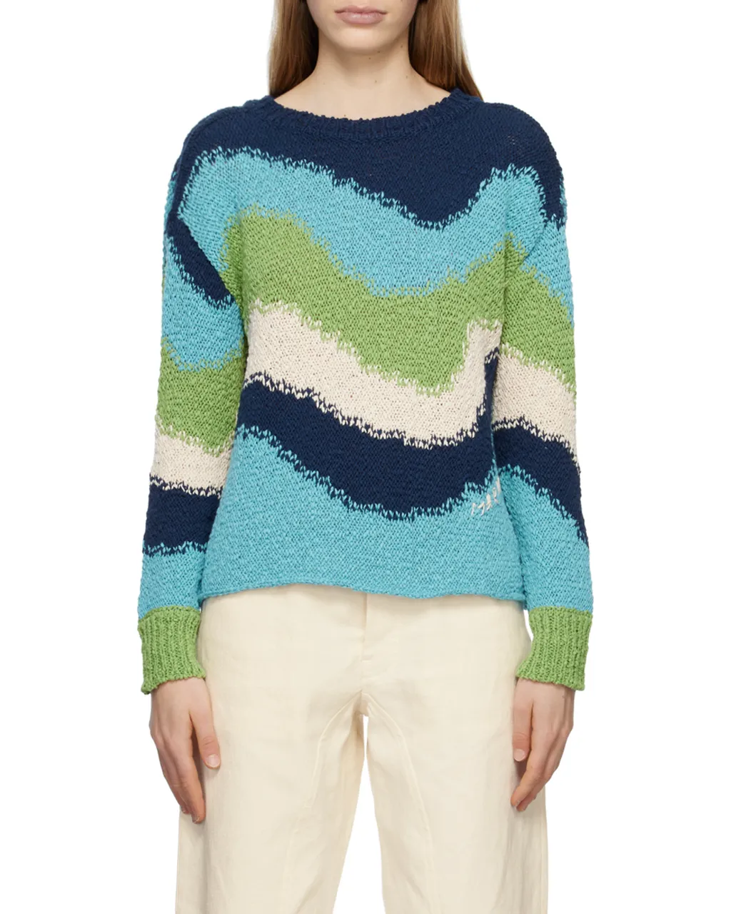 Colour-Block Crewneck Knitted Jumper