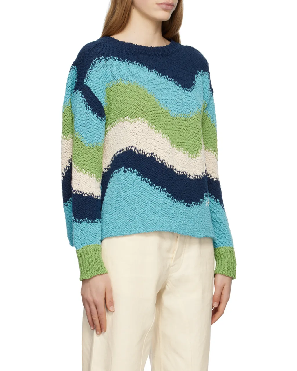 Colour-Block Crewneck Knitted Jumper