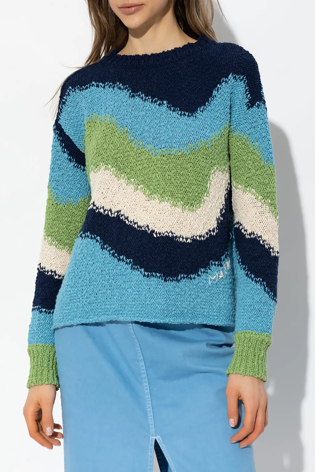 Colour-Block Crewneck Knitted Jumper