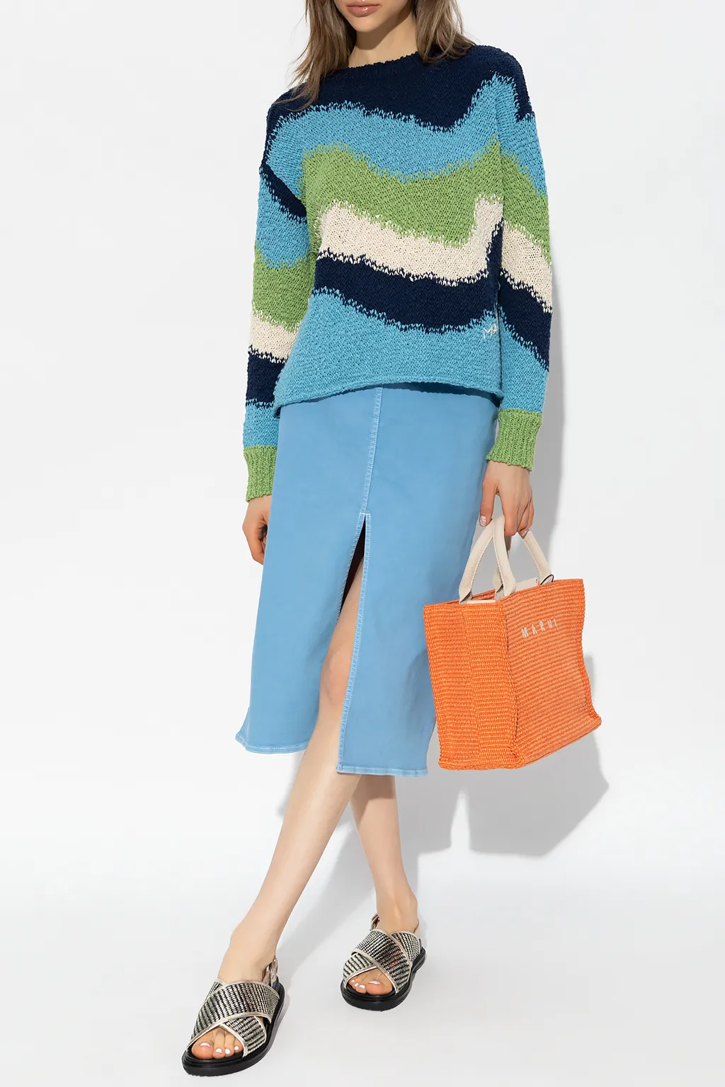 Colour-Block Crewneck Knitted Jumper