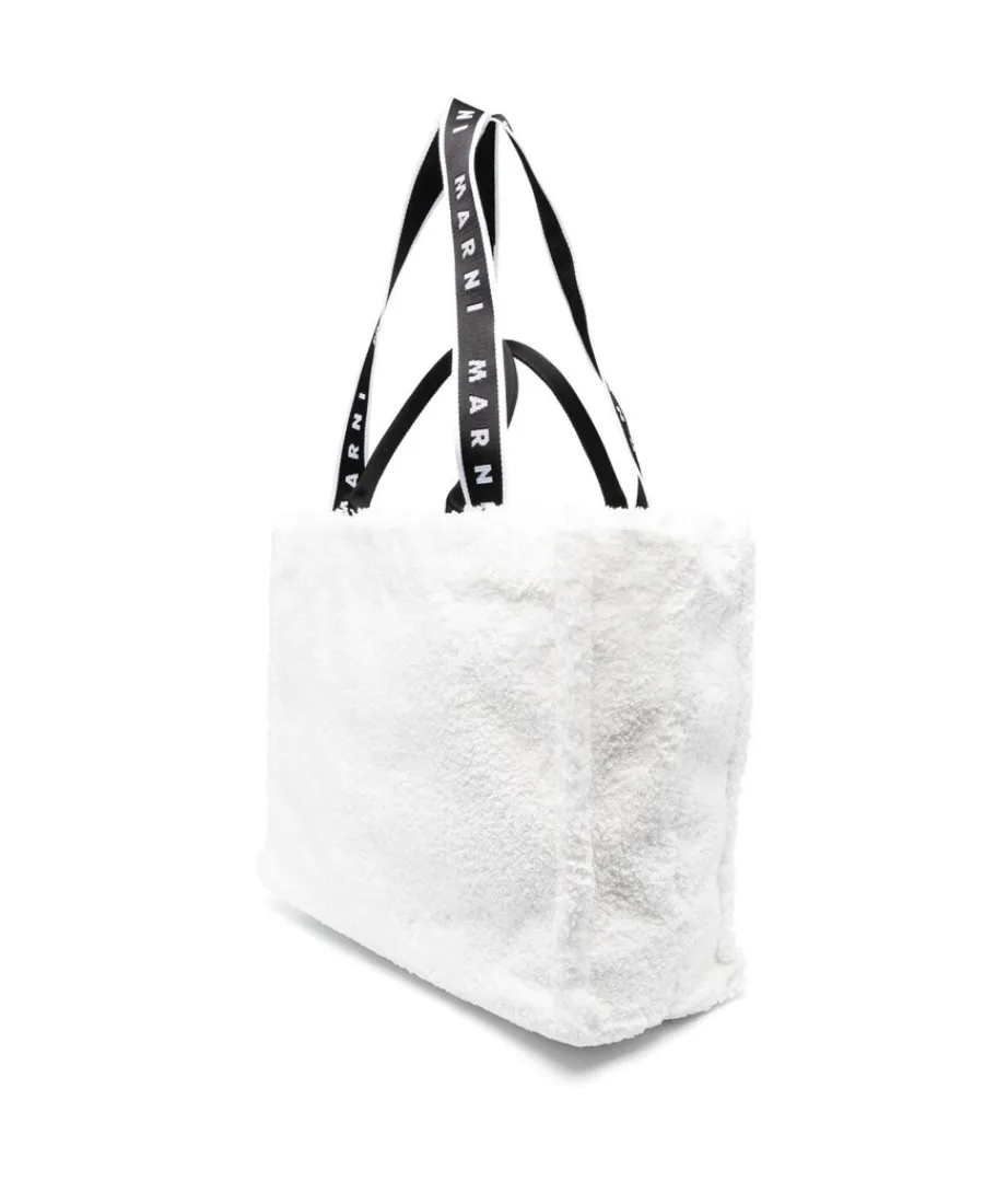 Fleece-Texture Debossed-Logo Tote Bag
