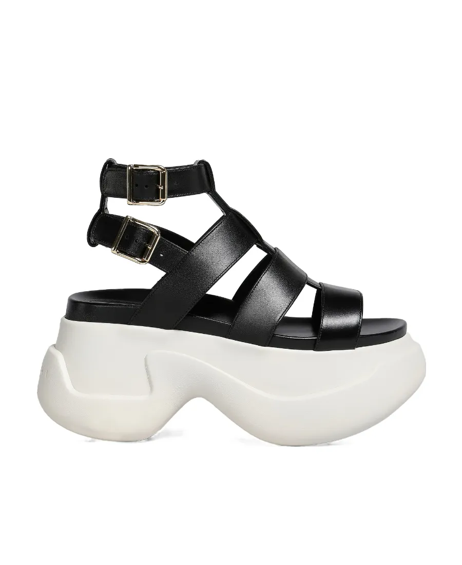 Leather Gladiator Sandal With Platform Sole