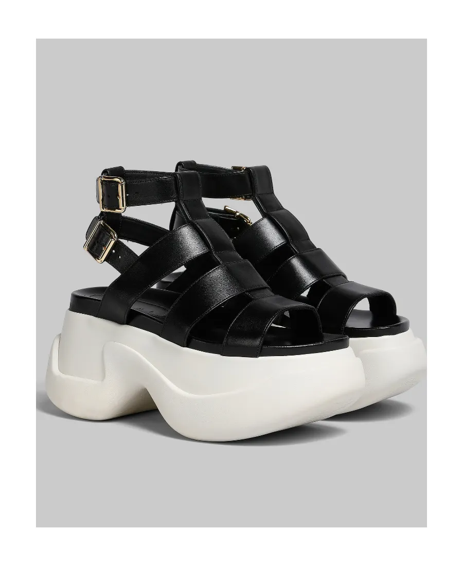 Leather Gladiator Sandal With Platform Sole