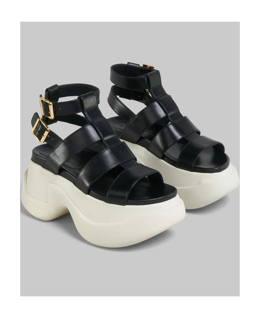Leather Gladiator Sandal With Platform Sole