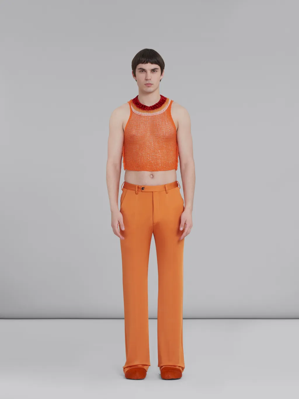 Wool-Cashmere Mesh Tank Top