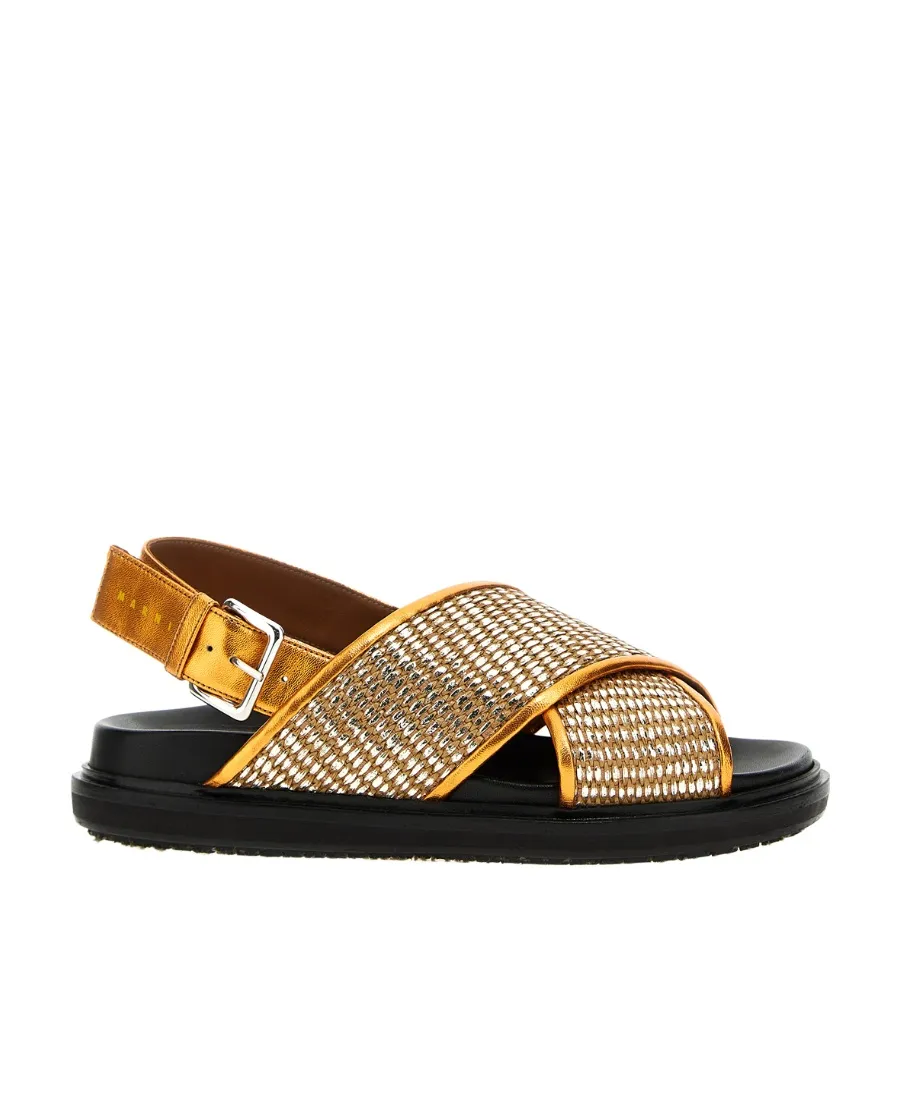 Fussbett Metallic Raffia Sandals