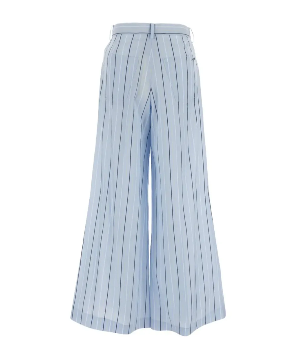 Poplin Striped Wide-Leg Trousers