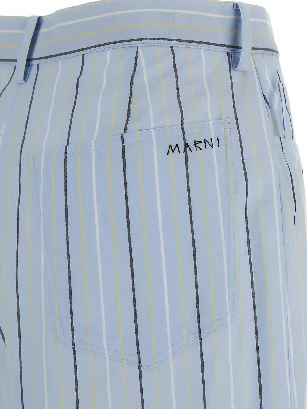 Poplin Striped Wide-Leg Trousers