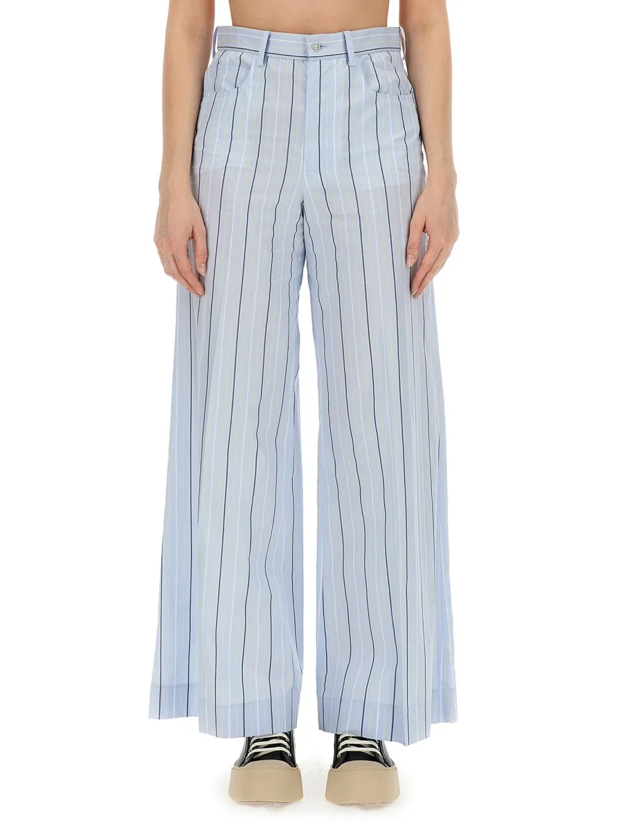 Poplin Striped Wide-Leg Trousers