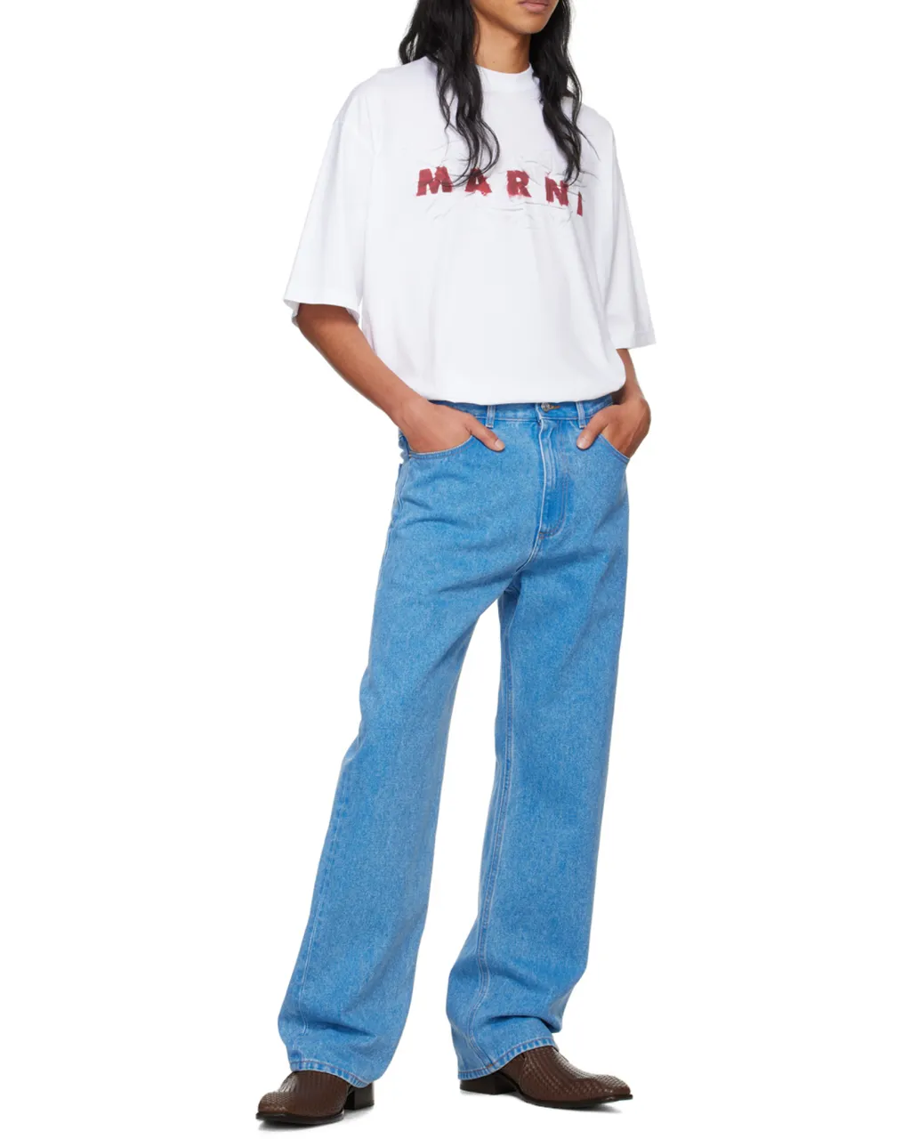Logo Patch Straight Leg Jeans