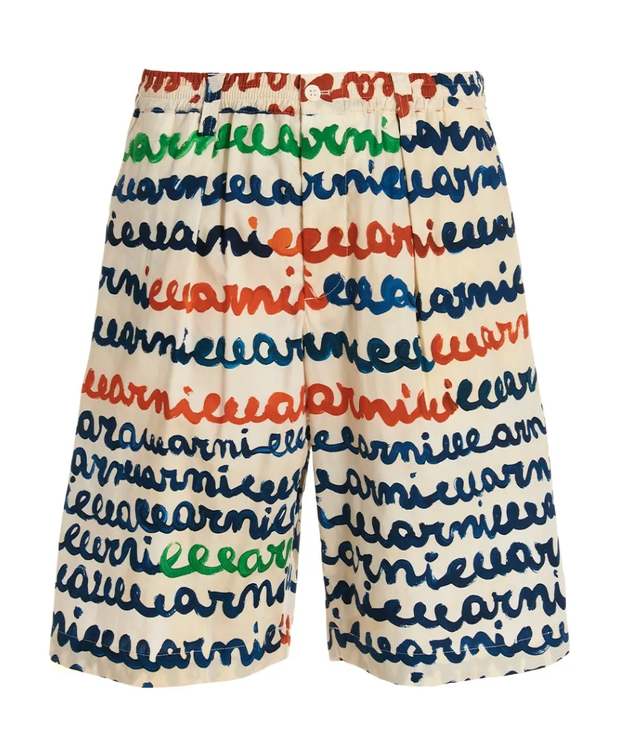 Handwriting Printed Poplin Shorts