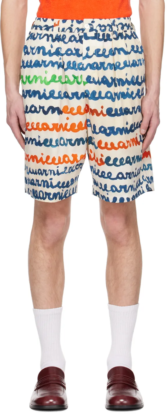 Handwriting Printed Poplin Shorts