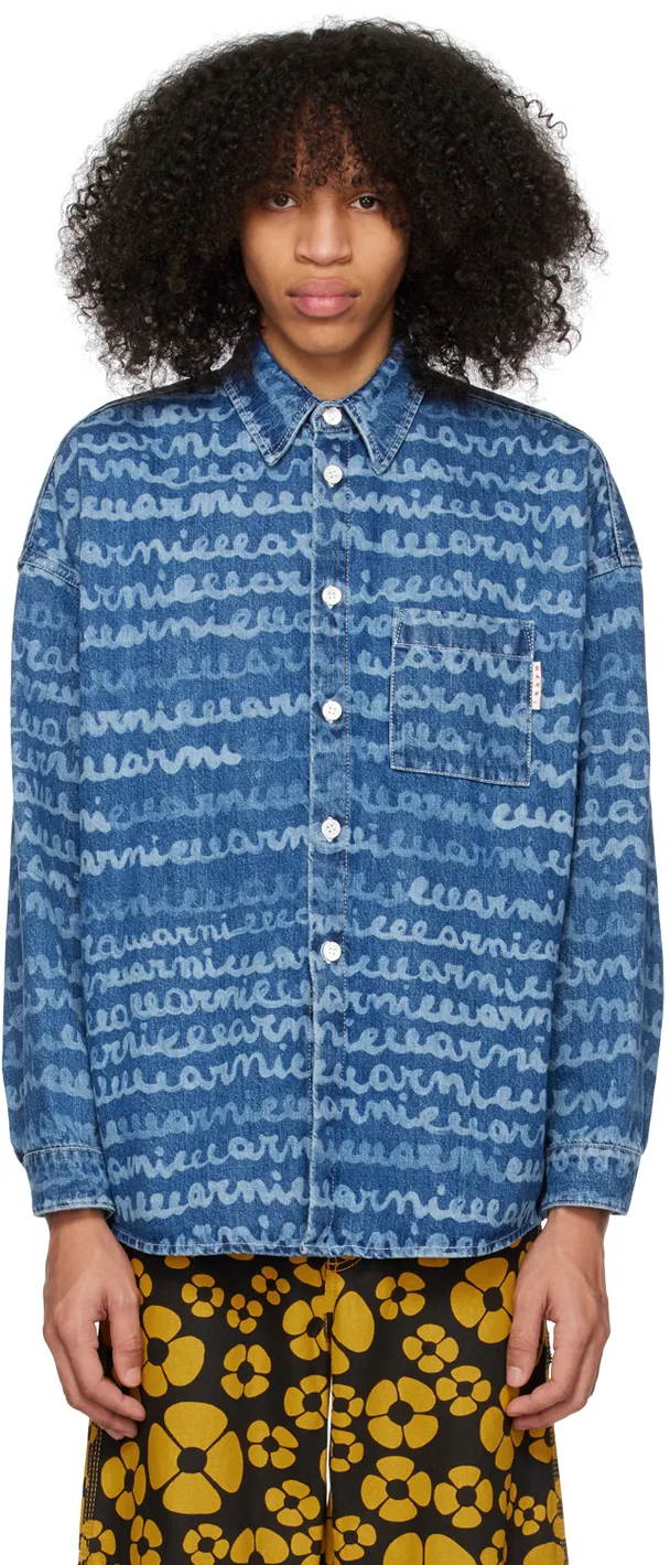 Logo Printed Buttoned Denim Shirt
